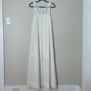 ASOS Ivory Crochet Chest Flowy Maxi Dress SZ 6 Boho Romantic Cottagecore